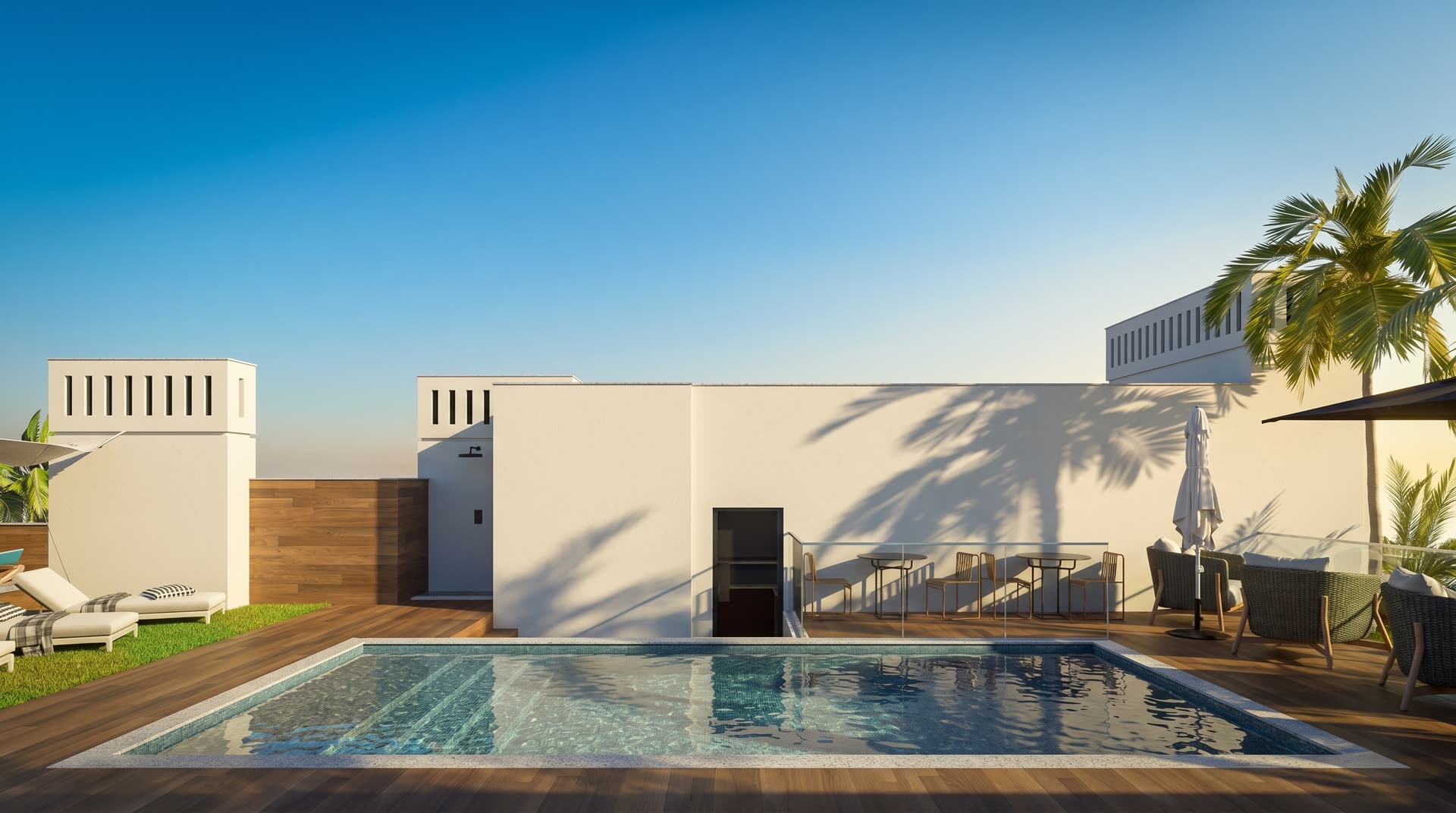 Rooftop pool, tower view at Marin